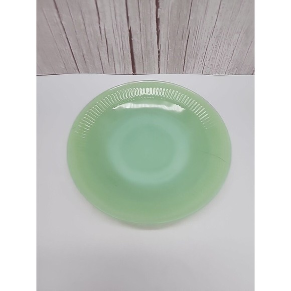 Fire King Jadite Jane Ray Saucer Green Oven Glass Vintage Anchor Hocking Ribbed - Picture 12 of 12